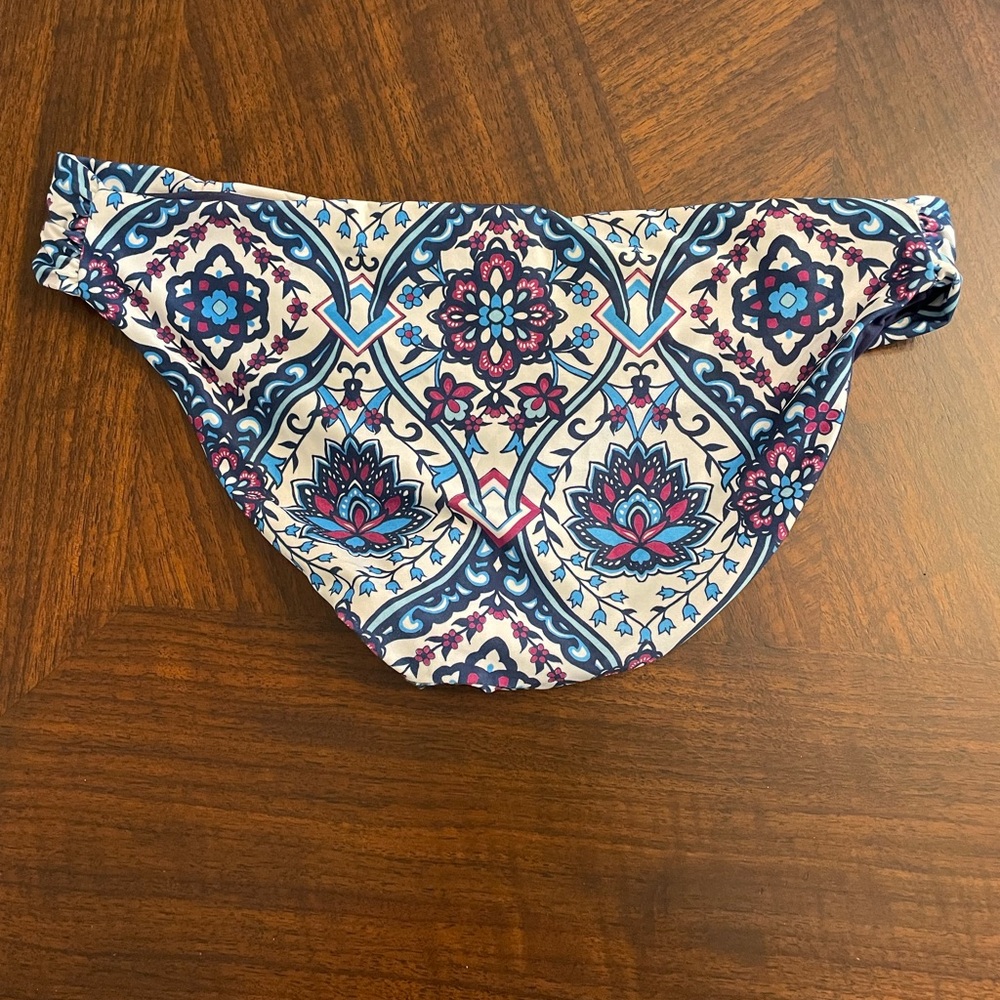 BECCA Blue and Pink Patterned Bikini Bottom